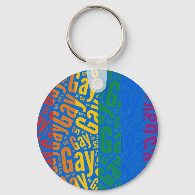 GAY WORD PATTERN COLOR -.png Keychain (Front)