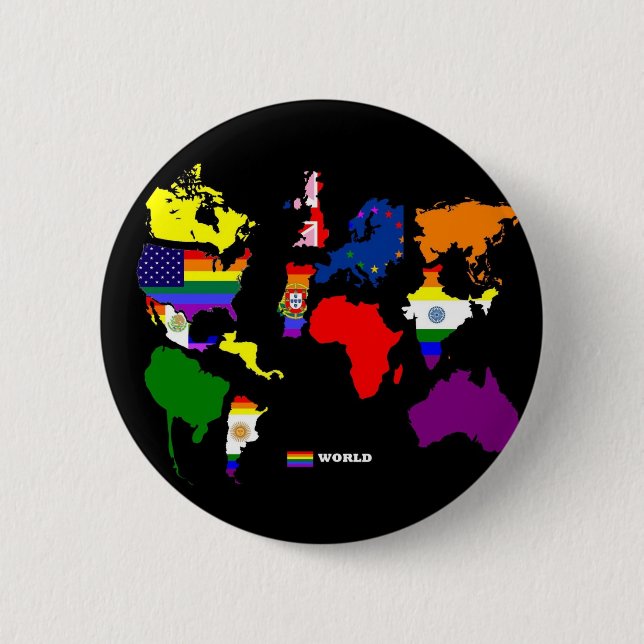 Gay World 2 Inch Round Button (Front)