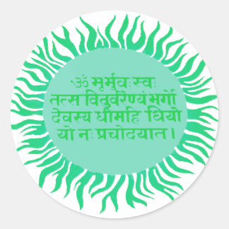 Gayatri Mantra Classic Round Sticker
