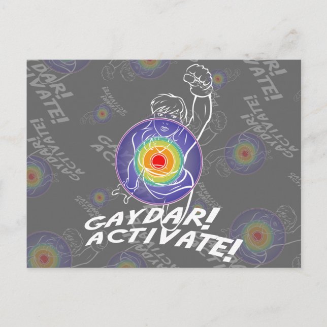 Gaydar! Activate! Rainbow Lesbian Postcard (Front)