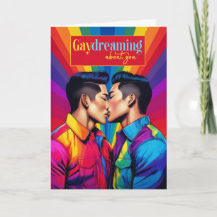Gaydreaming Asian American Gay Couple Rainbow Love Card