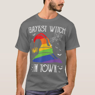 Gayest Witch In Town Gay Pride Flag LGBT Halloween T-Shirt