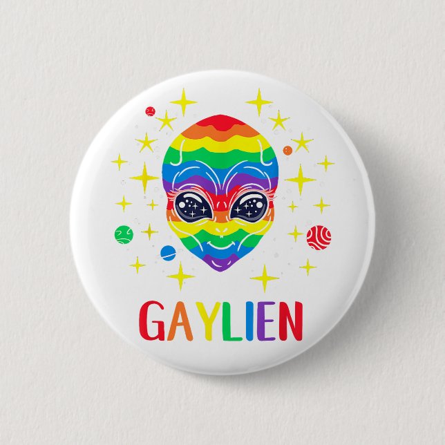 Gaylien Gay Pride  2 Inch Round Button (Front)