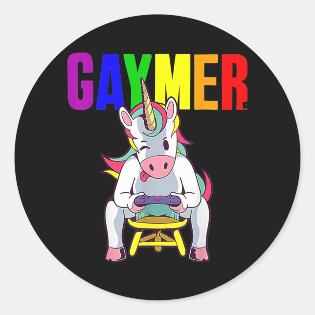 Gaymer Gay Pride Flag Gamer LGBTQ Video Game Classic Round Sticker (Front)