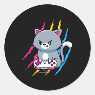 Gaymer Geek Pride Lgbt Video Game Lover Gift Cat  Classic Round Sticker