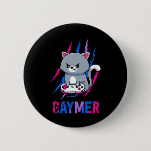 Gaymer Geek Pride Lgbt Video Game Lovers Gift Cat  2 Inch Round Button