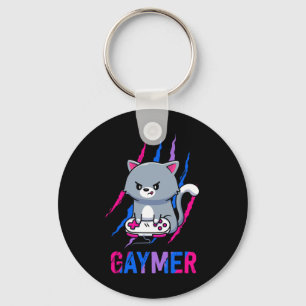 Gaymer Geek Pride Lgbt Video Game Lovers Gift Cat Keychain