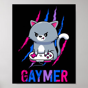 Gaymer Geek Pride Lgbt Video Game Lovers Gift Cat  Poster