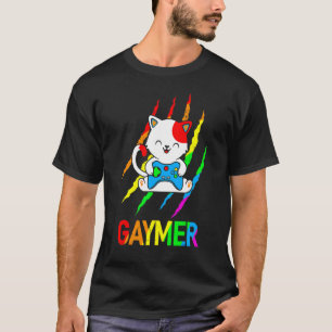 Gaymer Lgbt Cat Pride  Rainbow Video Game T-Shirt