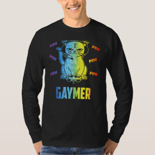 Gaymer Lgbt Cat Pride Rainbow Video Game T-Shirt