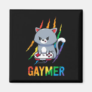Gaymer Lgbt Cat Pride Shirt Rainbow Video Game Lov Magnet