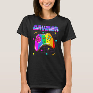 Gaymer Lgbt Pride Gay 80s Gamer Rainbow Controller T-Shirt