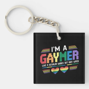 Gaymer Like A Regular Gamer But Way Gayer Gamer Keychain