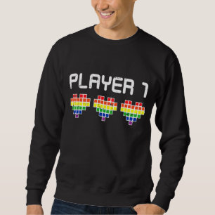 Gaymer Player 1 Gay Couple Pride Flag Lgbtq Cool L Sweatshirt