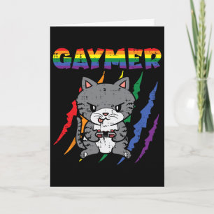 Gaymer Purride Cat Video Game Gamer Lgbtq Rainbow Card