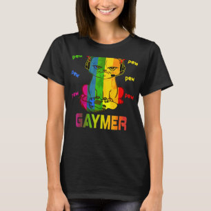 Gaymer Purride Cat Video Game Gamer Lgbtq Rainbow  T-Shirt