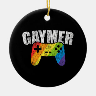 Gaymer Rainbow Flag Gaming Lesbian Gay Bisexual LG Ceramic Ornament