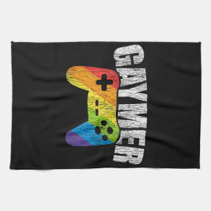 Gaymer Rainbow Flag Gaming Lesbian Gay Bisexual LG Kitchen Towel