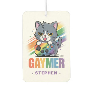 Gaymer - Rainbow Gaming Cat with Console LGBTQ 2 Air Freshener