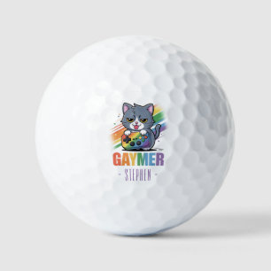 Gaymer - Rainbow Gaming Cat with Console LGBTQ 2 Golf Balls