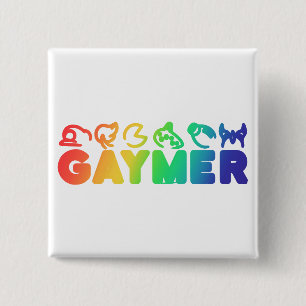 Gaymer   Rainbow Ombre Funny Gay Pride 2 Inch Square Button