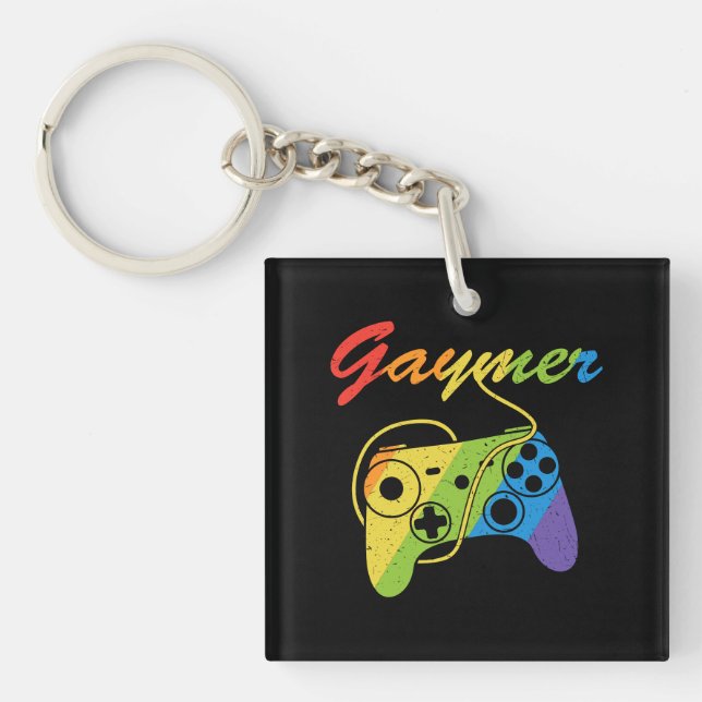 Gaymer | Rainbow Video Game Controller | Gaming Keychain (Front)