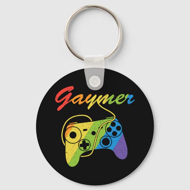 Gaymer | Rainbow Video Game Controller | Gaming Keychain (Front)