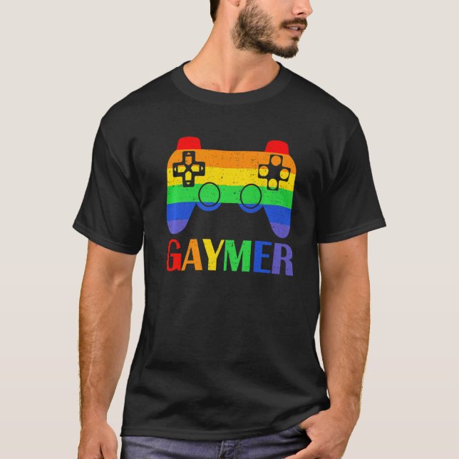 Gaymer Video Game Controller Gaming LGBTQ Gay Prid T-Shirt (Front)