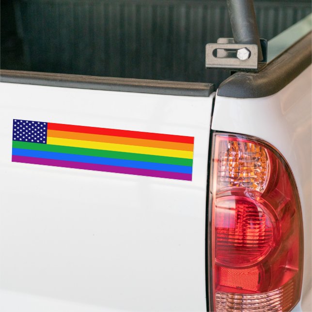 Gaymerican Pride Bumper Sticker (On Truck)