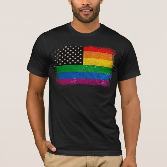 Gaymerican Pride Flag T-Shirt (Front)