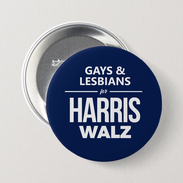 Gays and Lesbians for Harris Walz 3 Inch Round Button (Front & Back)