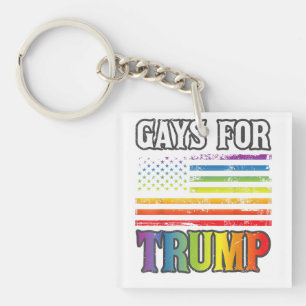 Gays For Trump LGBT Pride Gay Rainbow Flag Vote Re Keychain