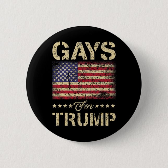 Gays For Trump Stars And Stripes American Flag  2 Inch Round Button (Front)