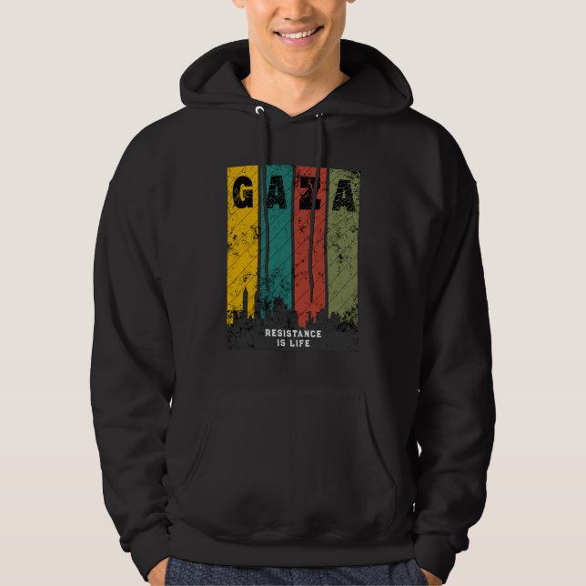 GAZA Vintage Distressed Hoodie | Solidarity (Front)