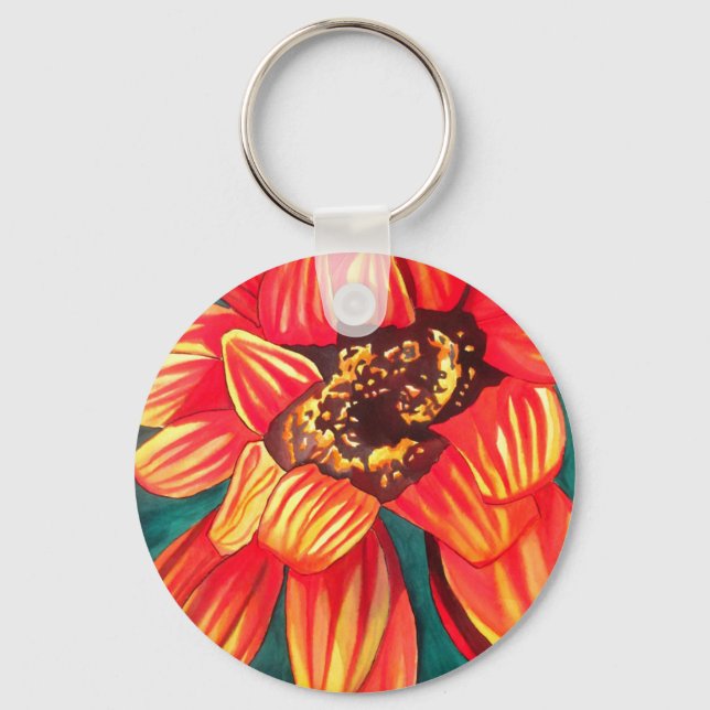 Gazania desert flower art by Sacha Grossel Keychain (Front)