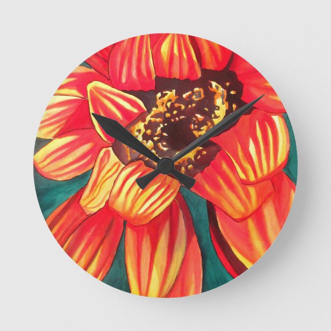 Gazania desert flower art by Sacha Grossel Round Clock (Front)