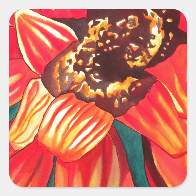 Gazania desert flower art by Sacha Grossel Square Sticker (Front)