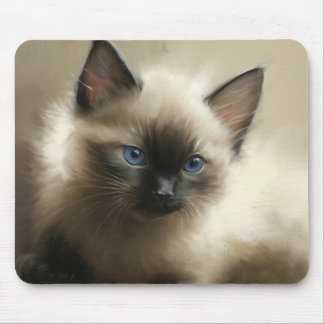 Gaze Of Innocence Siamese Kitten Portrait Mouse Pad