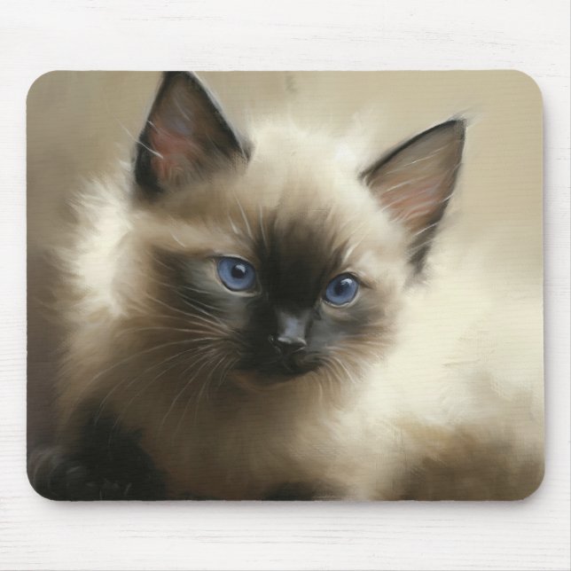 Gaze Of Innocence Siamese Kitten Portrait Mouse Pad (Front)
