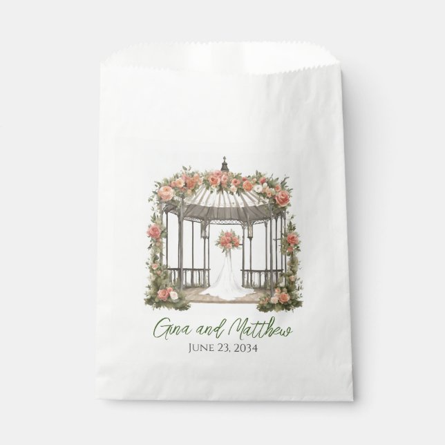 Gazebo Floral Roses Wedding Favour Cake Bag (Front)