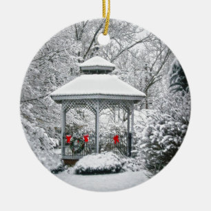 Gazebo in the Snow Ceramic Ornament
