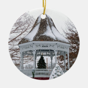Gazebo in the Snow Ceramic Ornament