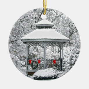 Gazebo in the Snow Ceramic Ornament