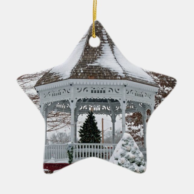 Gazebo in the Snow Ceramic Ornament (Front)