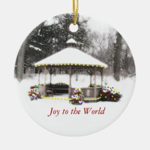 "GAZEBO IN THE SNOW-COVERED WOOD" CERAMIC ORNAMENT