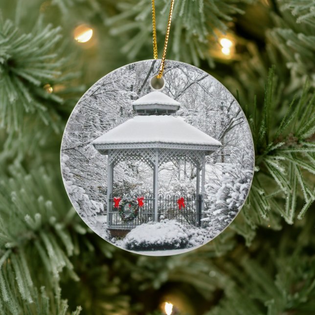 Gazebo in the Snow Metal Ornament (Tree)