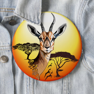 Gazelle African Antelope Wild Animal 6 Inch Round Button