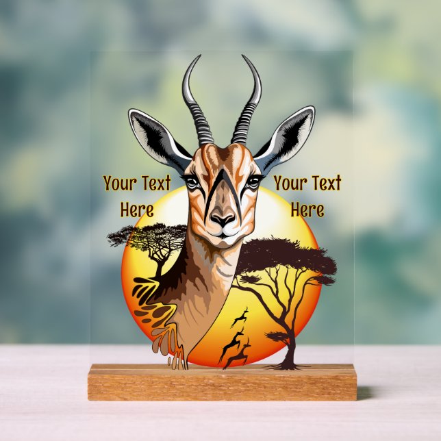 Gazelle African Antelope Wild  Animal Acrylic Sign (Neutral)
