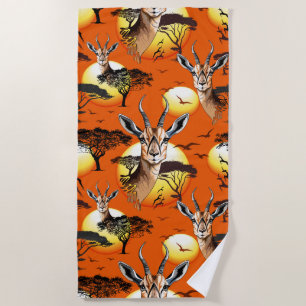 Gazelle African Antelope Wild Animal Beach Towel