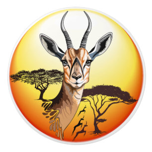 Gazelle African Antelope Wild  Animal Ceramic Knob